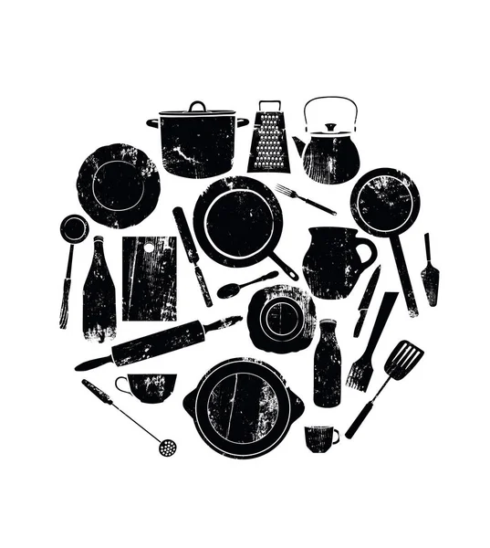  Öğeleri pişirme grunge Silhouettes