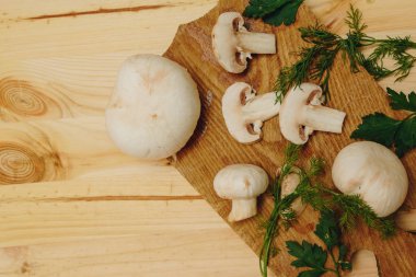 Royal fışkın maydanoz ve dereotu ile mantar