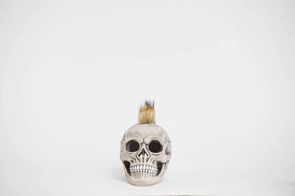 Front Portrait Human Punk Skull Isolated White Background — Stock Photo, Image
