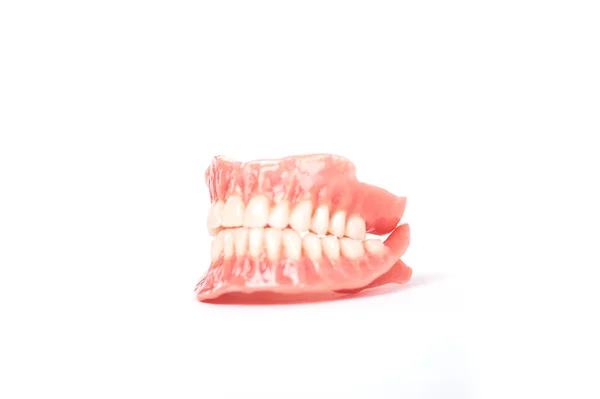 Prótesis Dentales Prótesis Totalmente Desmontable Aislar Sobre Fondo Blanco —  Fotos de Stock