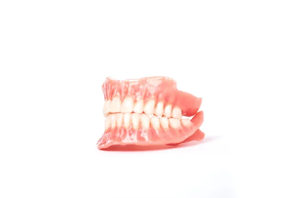 Dentaduras Dentadura Removível Total Isolar Fundo Branco — Fotografia de Stock