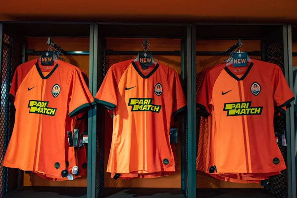 Kharkiv Ucrânia Agosto 2019 Kit Futebol Camisa Shakhtar Loja Fãs — Fotografia de Stock