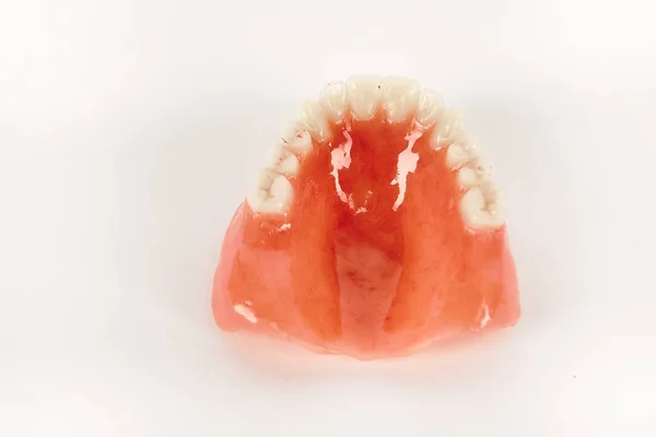Faux Prothèses Concept Contrôle Hygiéniste Dentaire Prothèse Entièrement Amovible Plastique — Photo