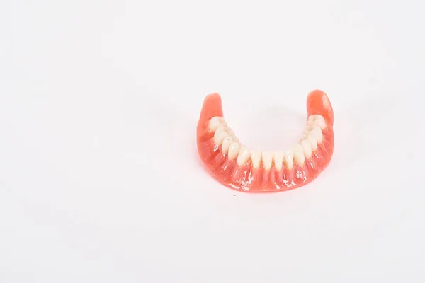 False Protesi Concetto Controllo Igienico Dentale Dentiera Plastica Completamente Rimovibile — Foto Stock