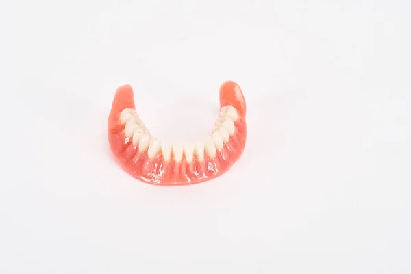 False Prosthes Dental Hygienist Checkup Concept Full Removable Plastic Denture — Stock Photo, Image