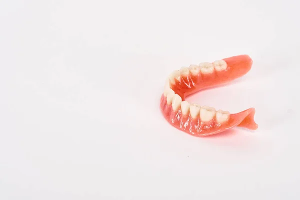 False Prosthes Dental Hygienist Checkup Concept Full Removable Plastic Denture — Stock Photo, Image