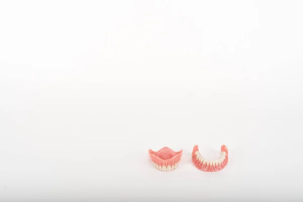 False Prostheses Dental Hygienist Checkup Concept Full Removable Plastic Denture — Stock Photo, Image