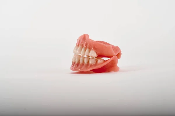 Prótesis Falsas Concepto Chequeo Del Higienista Dental Prótesis Plástica Extraíble — Foto de Stock