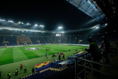Kharkiv, Ukraine - February 20, 2020: Metallist stadium before match Shakhtar vs Benfica