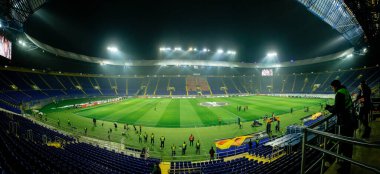 Kharkiv, Ukraine - February 20, 2020: Metallist stadium before match Shakhtar vs Benfica