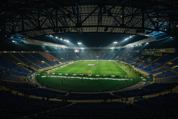 Kharkiv, Ukraine - February 20, 2020: Metallist stadium before match Shakhtar vs Benfica