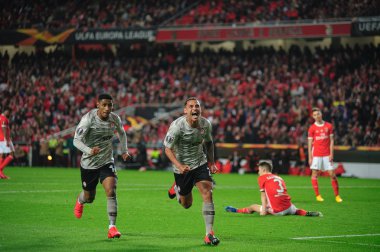 Lizbon, Portekiz - 27 Şubat 2020: Tete ve Alan Patrick, Estadio Da Luz 'daki Avrupa Ligi maçında gol attılar