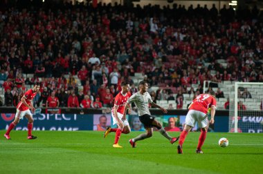 Lizbon, Portekiz - 27 Şubat 2020: Pizzi ve Alan Patrick Estadio Da Luz 'da oynanan Avrupa Ligi karşılaşmasında