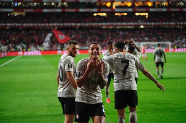 Lizbon, Portekiz - 27 Şubat 2020: Alan Patrick, Estadio Da Luz 'daki Avrupa Ligi maçında golü kutladı