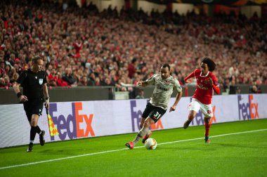 Lizbon, Portekiz - 27 Şubat 2020: Estadio Da Luz 'daki Avrupa Ligi maçında Tomas Tavares ve Ismaily