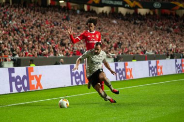 Lizbon, Portekiz - 27 Şubat 2020: Estadio Da Luz 'daki Avrupa Ligi maçında Tomas Tavares ve Ismaily