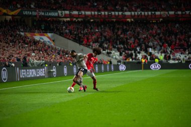 Lizbon, Portekiz - 27 Şubat 2020: Estadio Da Luz 'daki Avrupa Ligi maçında Tomas Tavares ve Ismaily
