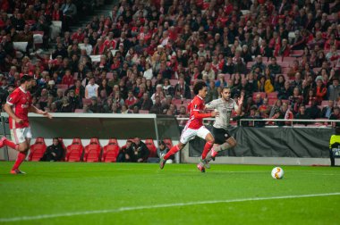 Lizbon, Portekiz - 27 Şubat 2020: Estadio Da Luz 'daki Avrupa Ligi maçında Tomas Tavares ve Ismaily