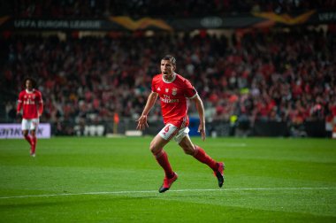 Lizbon, Portekiz - 27 Şubat 2020: Estadio Da Luz 'da oynanan Avrupa Ligi karşılaşmasında Ruben Dias. Film gürültülü fotoğraf