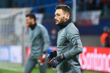 Leipzig, Almanya - 20 Mart 2020: Hugo Lloris Tottenham Hotspur kalecisi Leipzig Tottenham 'a karşı Leipzig Arena maçında 