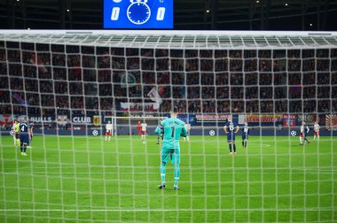 Leipzig, Almanya - 20 Mart 2020: Hugo Lloris Tottenham Hotspur kalecisi Leipzig Tottenham 'a karşı Leipzig Arena maçında 