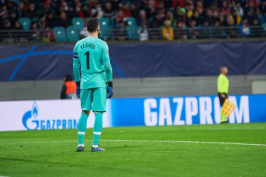 Leipzig, Almanya - 20 Mart 2020: Hugo Lloris Tottenham Hotspur kalecisi Leipzig Tottenham 'a karşı Leipzig Arena maçında 