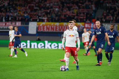 Leipzig, Almanya - 20 Mart 2020: Leipzig-Tottenham maçında Timo Werner 