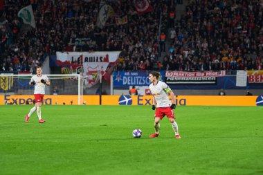 Leipzig, Almanya - 20 Mart 2020: Marcel Sabitzer Leipzig-Tottenham maçında Leipzig Arena maçından önce 