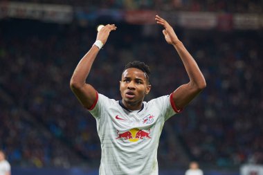 Leipzig, Almanya - 10 Mart 2020: Leipzig-Tottenham maçında Christopher Nkunku