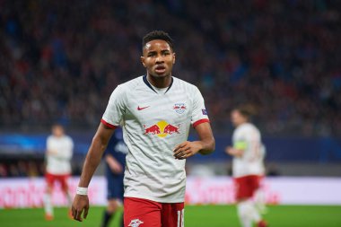 Leipzig, Almanya - 10 Mart 2020: Leipzig-Tottenham maçında Christopher Nkunku