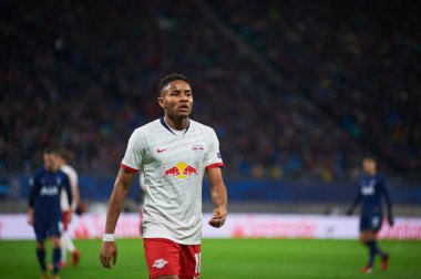 Leipzig, Almanya - 10 Mart 2020: Leipzig-Tottenham maçında Christopher Nkunku