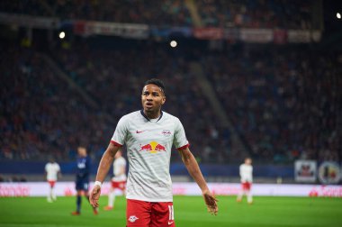 Leipzig, Almanya - 10 Mart 2020: Leipzig-Tottenham maçında Christopher Nkunku