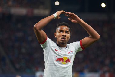 Leipzig, Almanya - 10 Mart 2020: Leipzig-Tottenham maçında Christopher Nkunku
