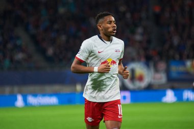 Leipzig, Almanya - 10 Mart 2020: Leipzig-Tottenham maçında Christopher Nkunku