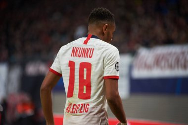 Leipzig, Almanya - 10 Mart 2020: Leipzig-Tottenham maçında Christopher Nkunku