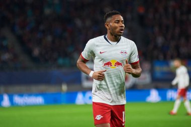 Leipzig, Almanya - 10 Mart 2020: Leipzig-Tottenham maçında Christopher Nkunku