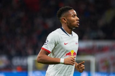 Leipzig, Almanya - 10 Mart 2020: Leipzig-Tottenham maçında Christopher Nkunku