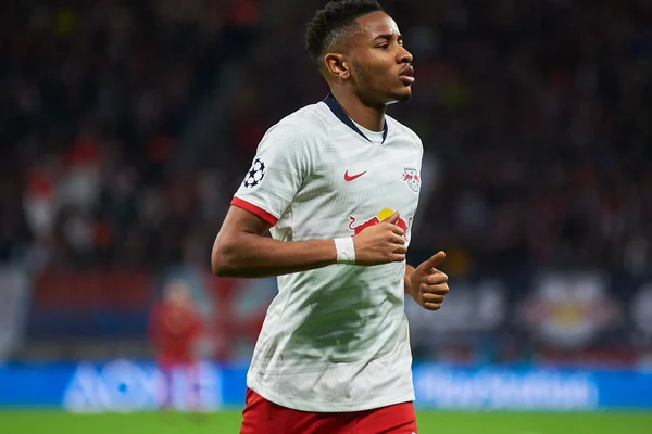 Lipsk Niemcy Marca 2020 Christopher Nkunku Podczas Meczu Lipsk Tottenham — Zdjęcie stockowe