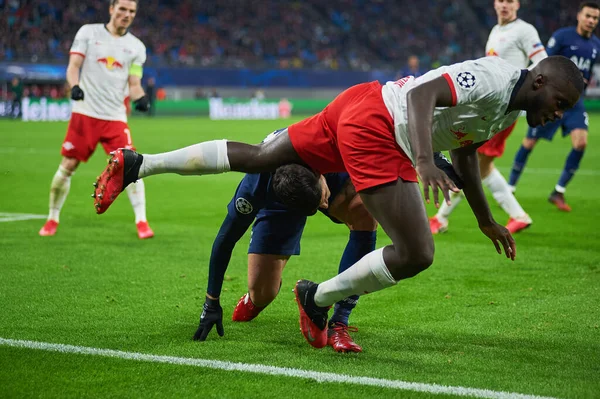 Leipzig Almanya Mart 2020 Leipzig Tottenham Maçında Dayot Upamecano Erik — Stok fotoğraf