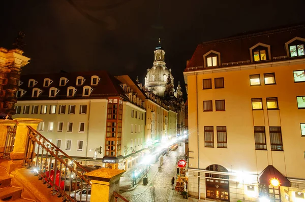 Dresden Germany March 2020 Neumarkt Frauenkirche Low Key Photo Lights — Stock Photo, Image