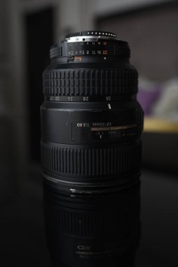 Eski kamera lensi. Geniş mercek. Fotoğraf teması