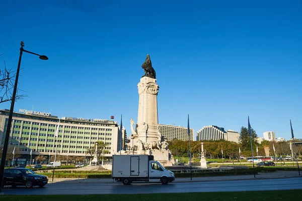 Lisboa Portugal Fevereiro 2020 Marquês Pombal Square Sua Estátua Lisboa — Fotografia de Stock