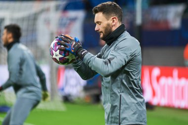 Leipzig, Almanya - 20 Mart 2020: Hugo Lloris Tottenham Hotspur kalecisi Leipzig Tottenham 'a karşı Leipzig Red Bull Arena maçından önce