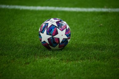 Leipzig, Almanya - 20 Mart 2020: Leipzig-Tottenham maçından önce Leipzig Red Bull Arena 'da lig şampiyonu oldu.