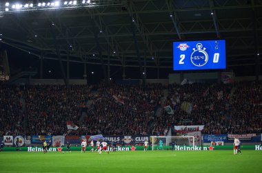 Leipzig, Almanya - 20 Mart 2020: Leipzig Arena UEFA Şampiyonlar Ligi - Tottenham maçı sırasında