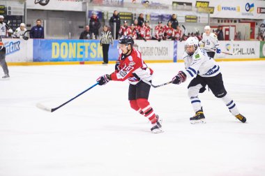 Druzkovka, Ukrayna - 11 Ocak 2020: Donbass, Dinamo Harkiv 'e karşı Ukrayna Hokey Ligi