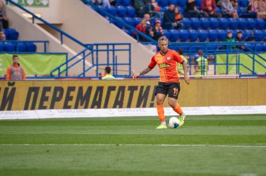 Kharkiv, Ukrayna - 14 Eylül 2019: Marlos Ukrayna Prömiyer Ligi Shakhtar-Zorya maçı sırasında