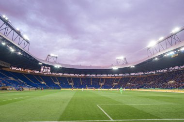 Kharkiv, Ukrayna - 14 Eylül 2019: Shakhtar Donetsk - Zorya Luhansk, Ukrayna Premiere Ligi maçı sırasında Metalist stadyumun genel görünümü