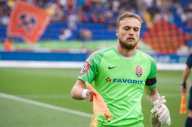 Kharkiv, Ukrayna - 14 Eylül 2019: Kaleci Shevchenko Mykyta. Ukrayna Premier Ligi. FC Shakhtar Donetsk-FC Zorya Luhansk