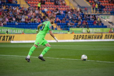 Kharkiv, Ukrayna - 14 Eylül 2019: Kaleci Shevchenko Mykyta. Ukrayna Premier Ligi. FC Shakhtar Donetsk-FC Zorya Luhansk